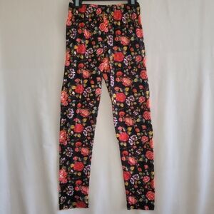 Betsey Johnson Leggings Girls XL (14) Floral Roses Red Black